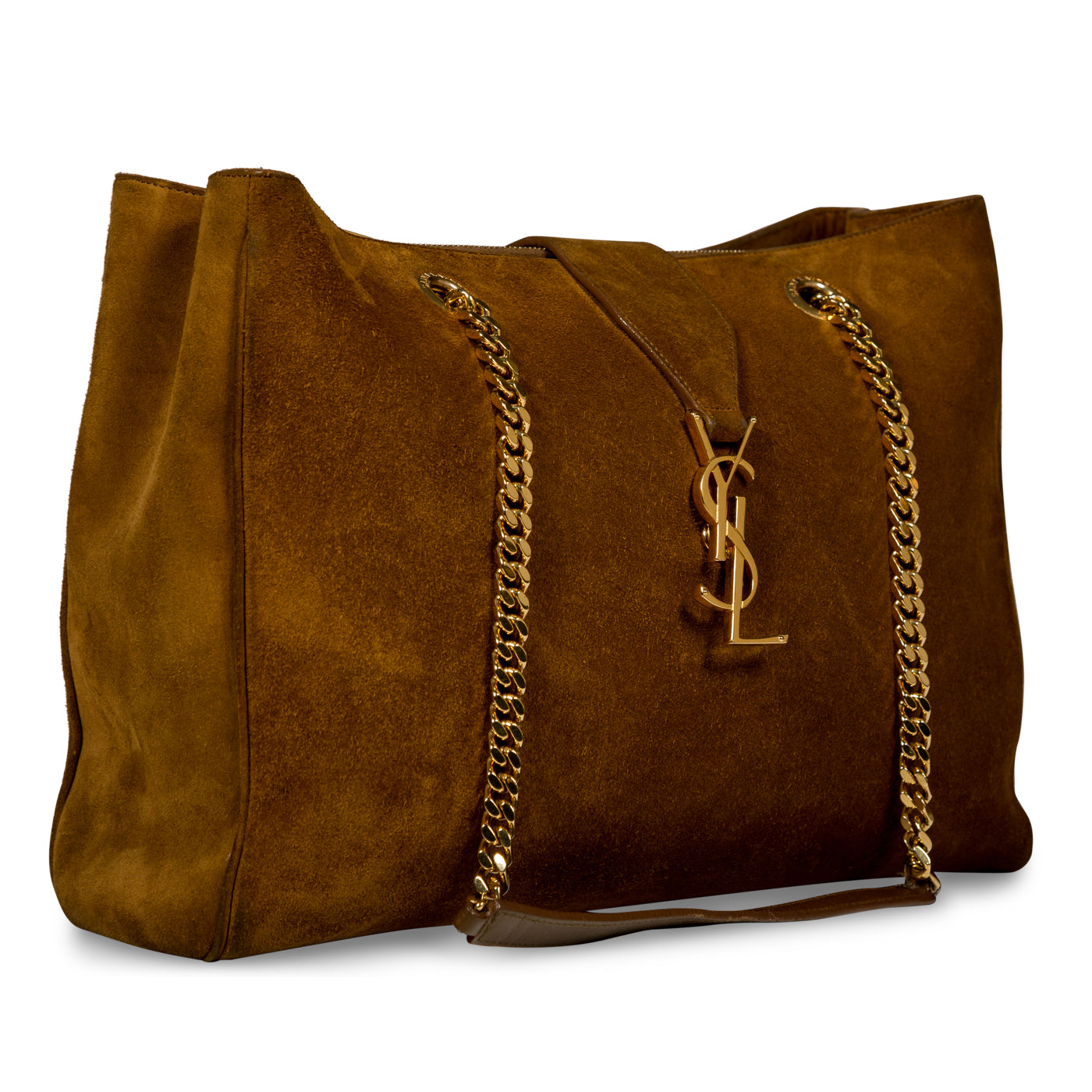 YSL Saint Laurent Classic Shopper Shoulder Bag Suede Monogram