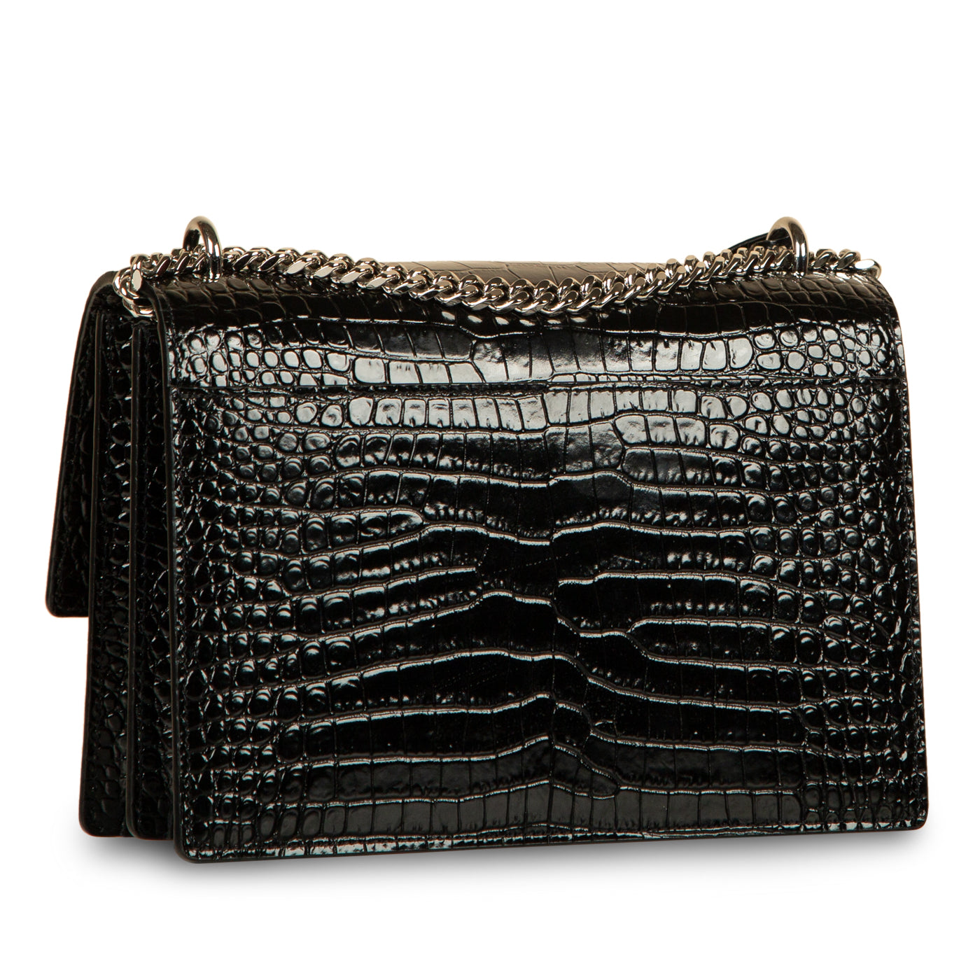 YSL Saint Laurent Sunset Croc Crossbody Bag Medium Embossed