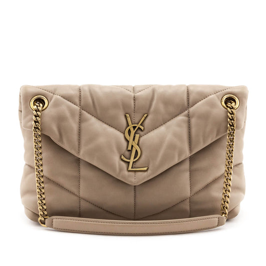 YSL Saint Laurent Trending Lambskin Loulou Puffer Satchel Quilted Beige Travel Bag