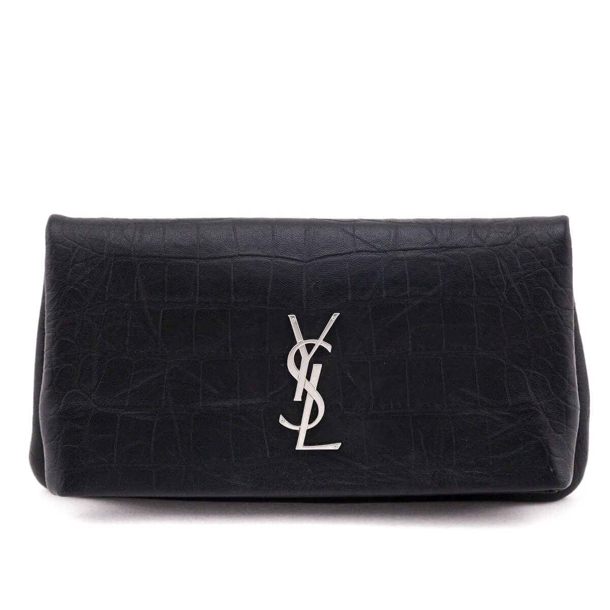 YSL Saint Laurent Trending Crocodile Embossed Calfskin Clutch Black Clutch Bag
