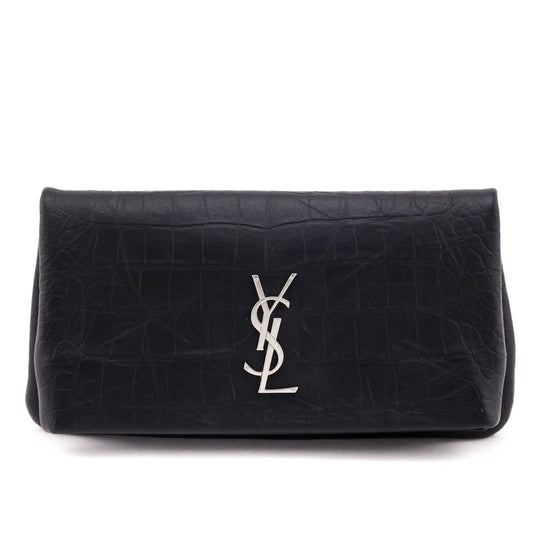 YSL Saint Laurent Trending Crocodile Embossed Calfskin Clutch Black Clutch Bag