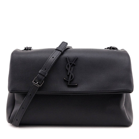YSL Saint Laurent Trending Grain De Poudre West Hollywood Fold Monogram Black Travel Bag