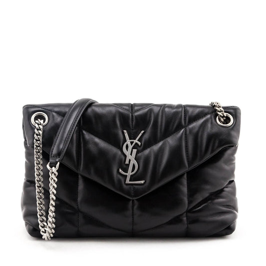 YSL Saint Laurent Trending Lambskin Puffer Bag Quilted Black Travel Bag