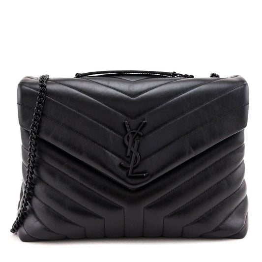 YSL Saint Laurent Trending Black Medium Loulou Chain Satchel Leather Quilted Travel Bag