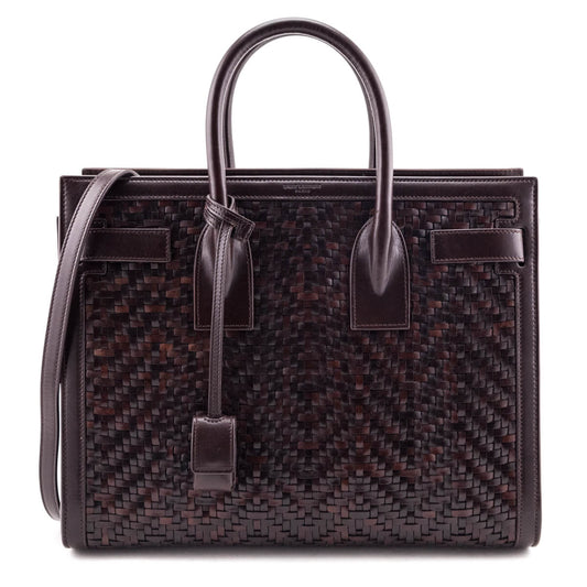 YSL Saint Laurent Trending Burnt Calfskin Paglia Palm Sac De Brown Tote Bag