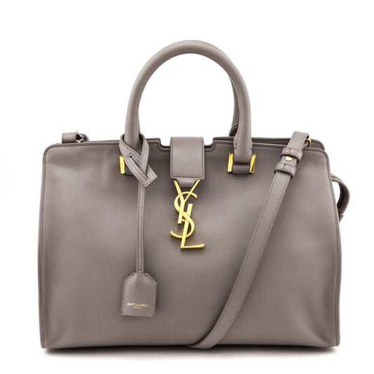 YSL Saint Laurent Trending Gray Calfskin Cabas Bag Monogram Small Travel Bag