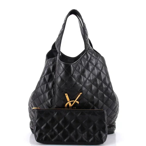 YSL Saint Laurent Icare Shopping Tote Leather Quilted Maxi Crossbody Bag