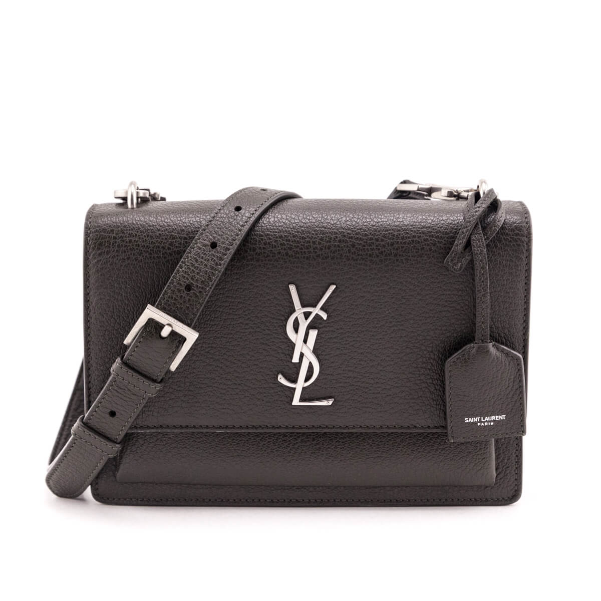 YSL Saint Laurent Trending Kaki Grained Calfskin Sunset Satchel Monogram Medium Travel Bag