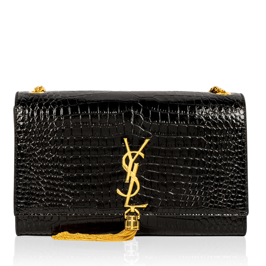 YSL Saint Laurent Kate Tassel Bag Croc Embossed Crossbody Bag