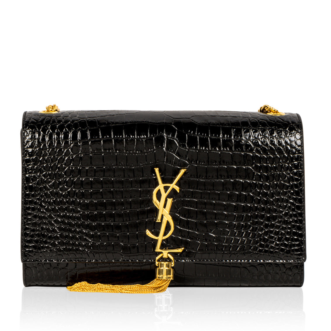 YSL Saint Laurent Kate Tassel Bag Croc Embossed Crossbody Bag