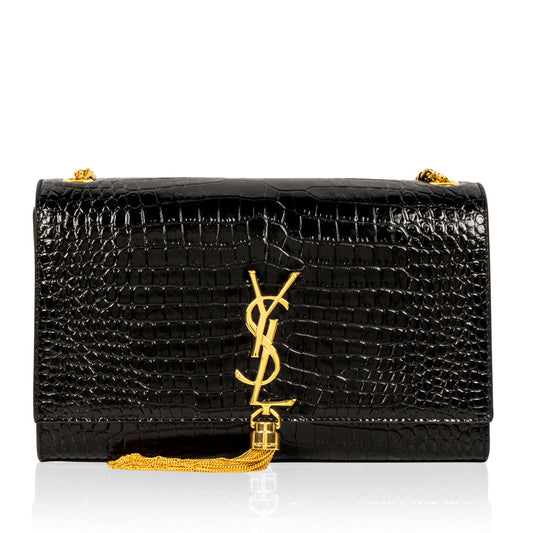 YSL Saint Laurent Kate Tassel Bag Croc Embossed Crossbody Bag