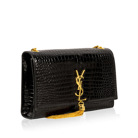 YSL Saint Laurent Crocodile Kate Tassel Crossbody Bag