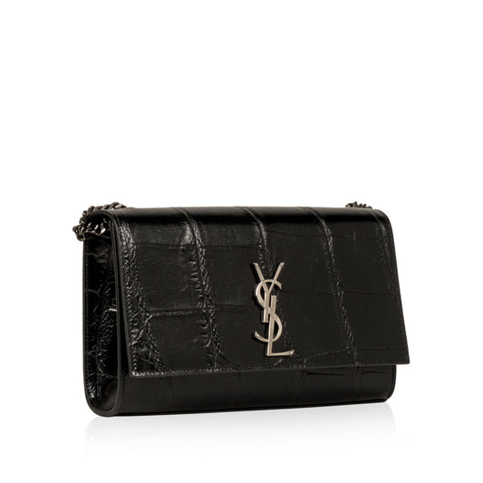 YSL Saint Laurent Kate Croc Crossbody Bag Embossed