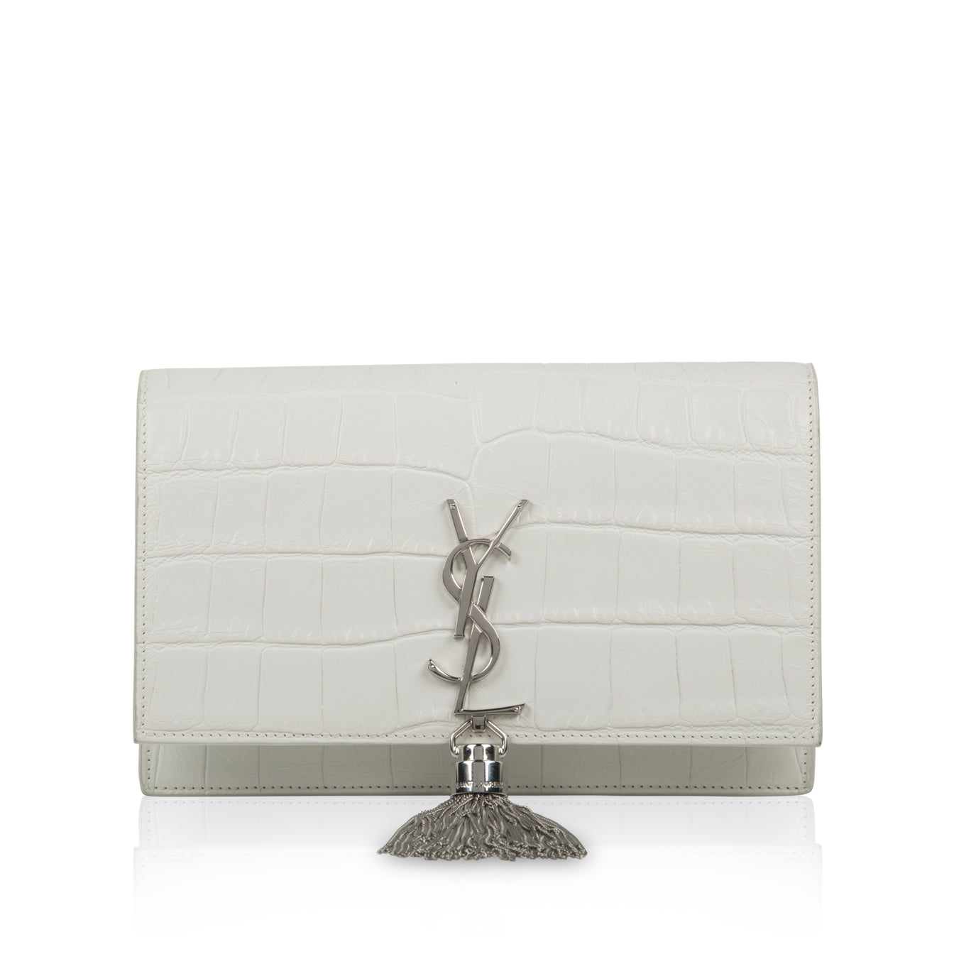 YSL Saint Laurent Kate Tassel Croc Crossbody Bag Small Embossed