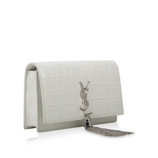 YSL Saint Laurent Kate Tassel Croc Crossbody Bag Small Embossed