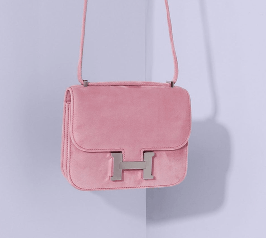 Hermes Constance Rose Doblis Palladium Hardware Handbag Travel Bag