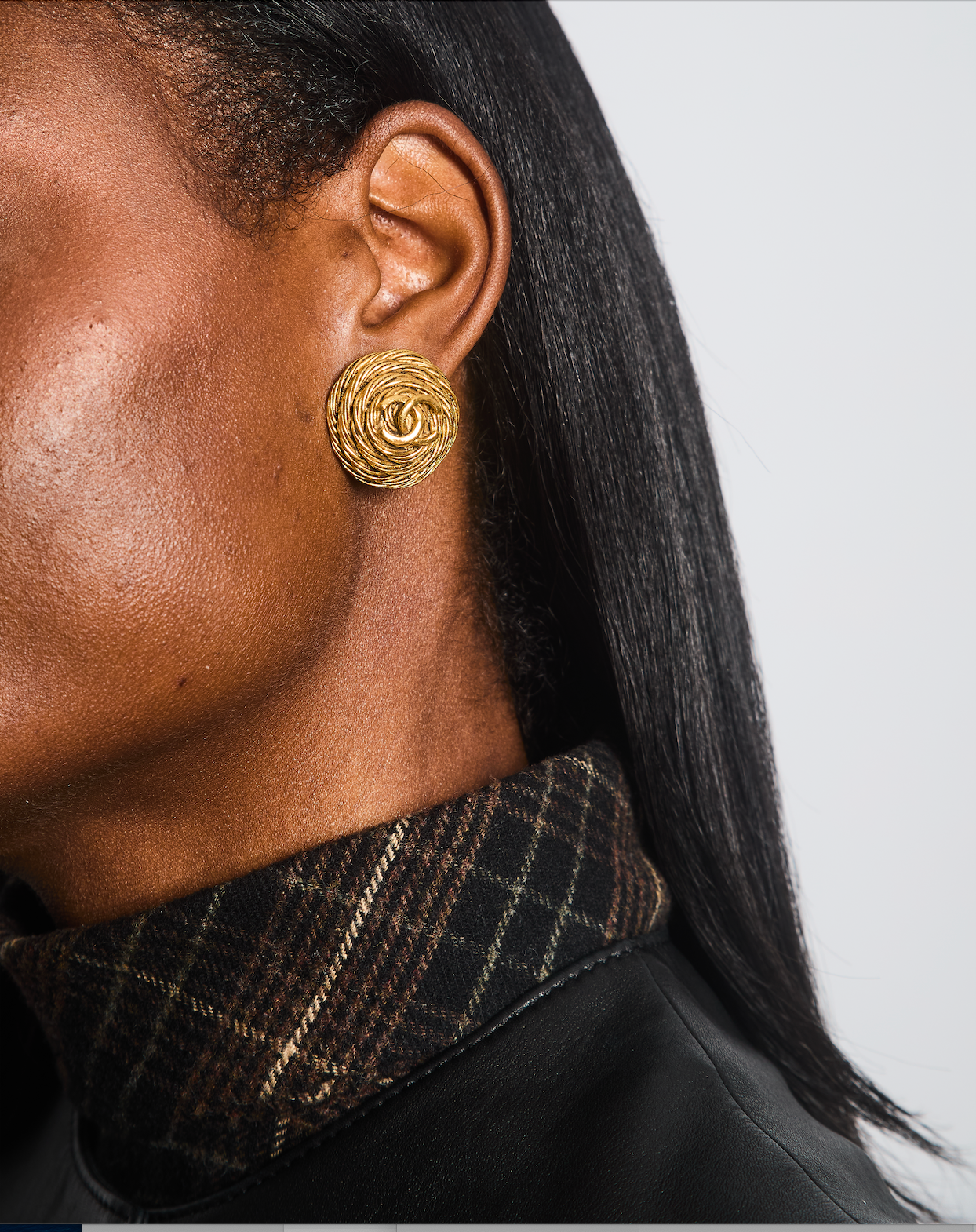 Chanel Gold Round Cabled Spiral Clip on Earrings with CC Logo Detail Jewelry