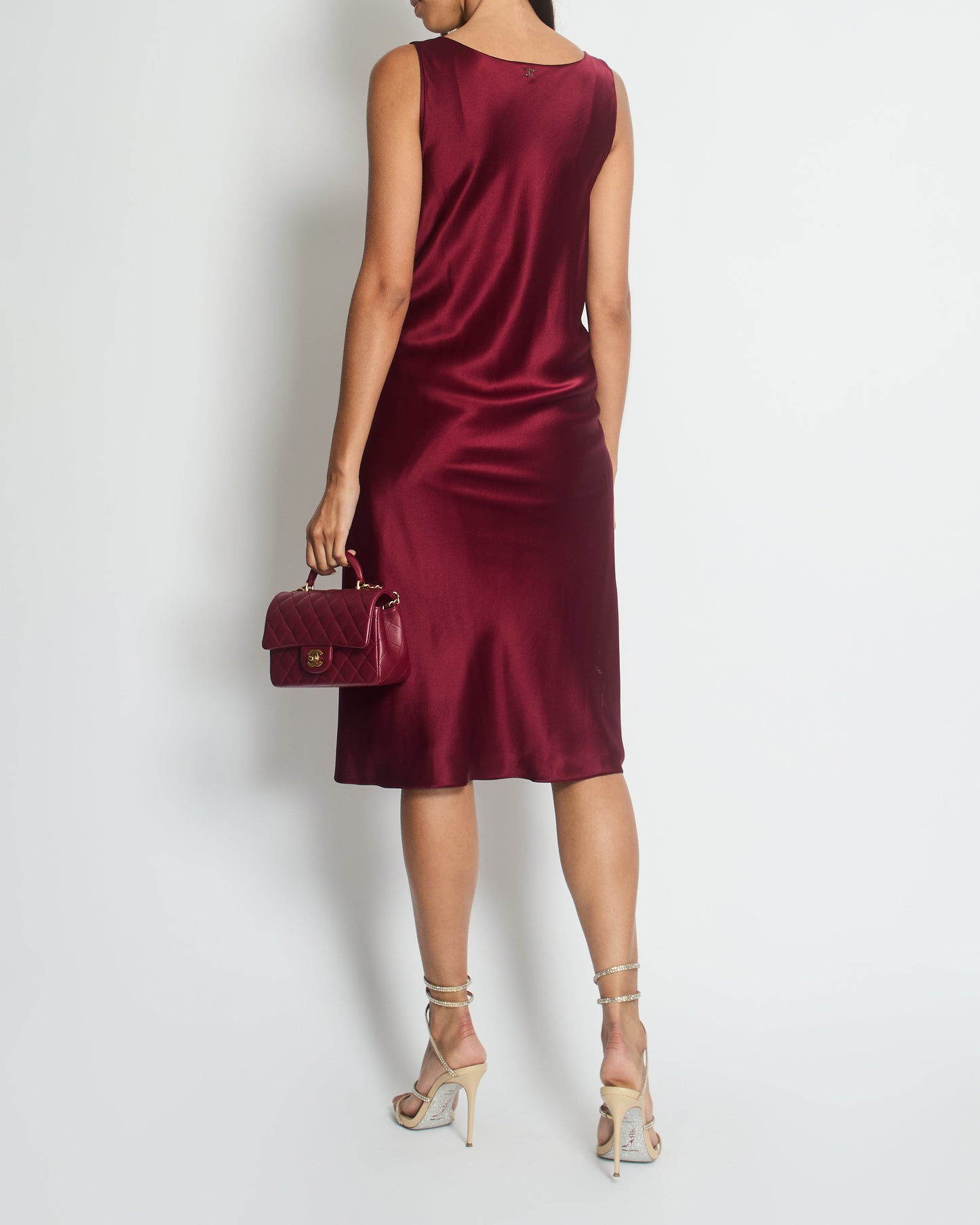 Chanel Burgundy Silk Wrap Dress Size FR 38 ( UK 10)