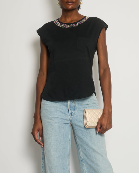 Chanel *FIRE * Black Top with Collar Embellishment and CC Logo Detail Size FR 38 (UK 10) Accessory