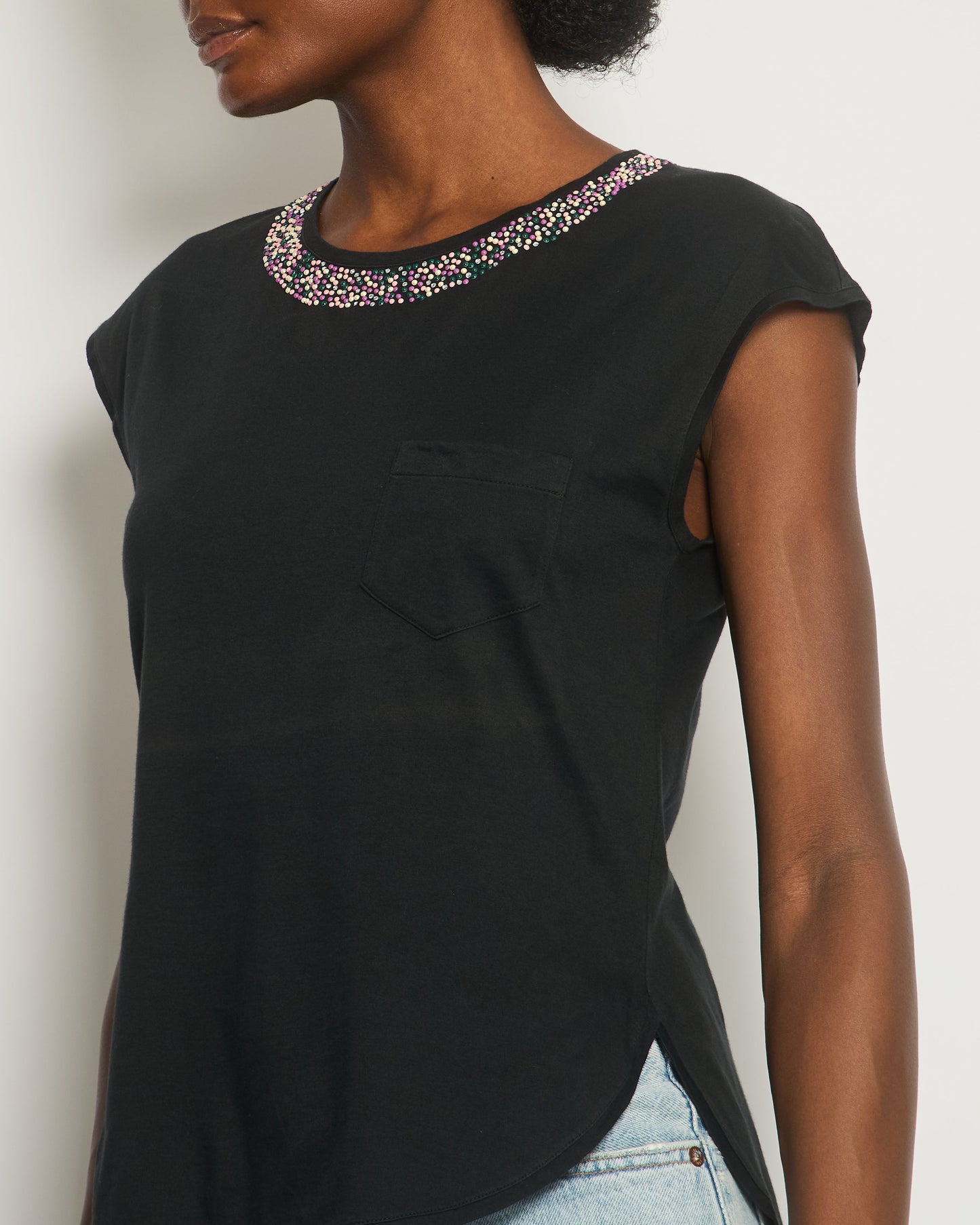 Chanel *FIRE * Black Top with Collar Embellishment and CC Logo Detail Size FR 38 (UK 10) Accessory