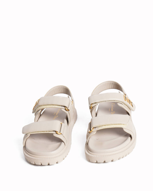 Dior Shoe Christian Sandals In Leather Lambskin Beige Shoes