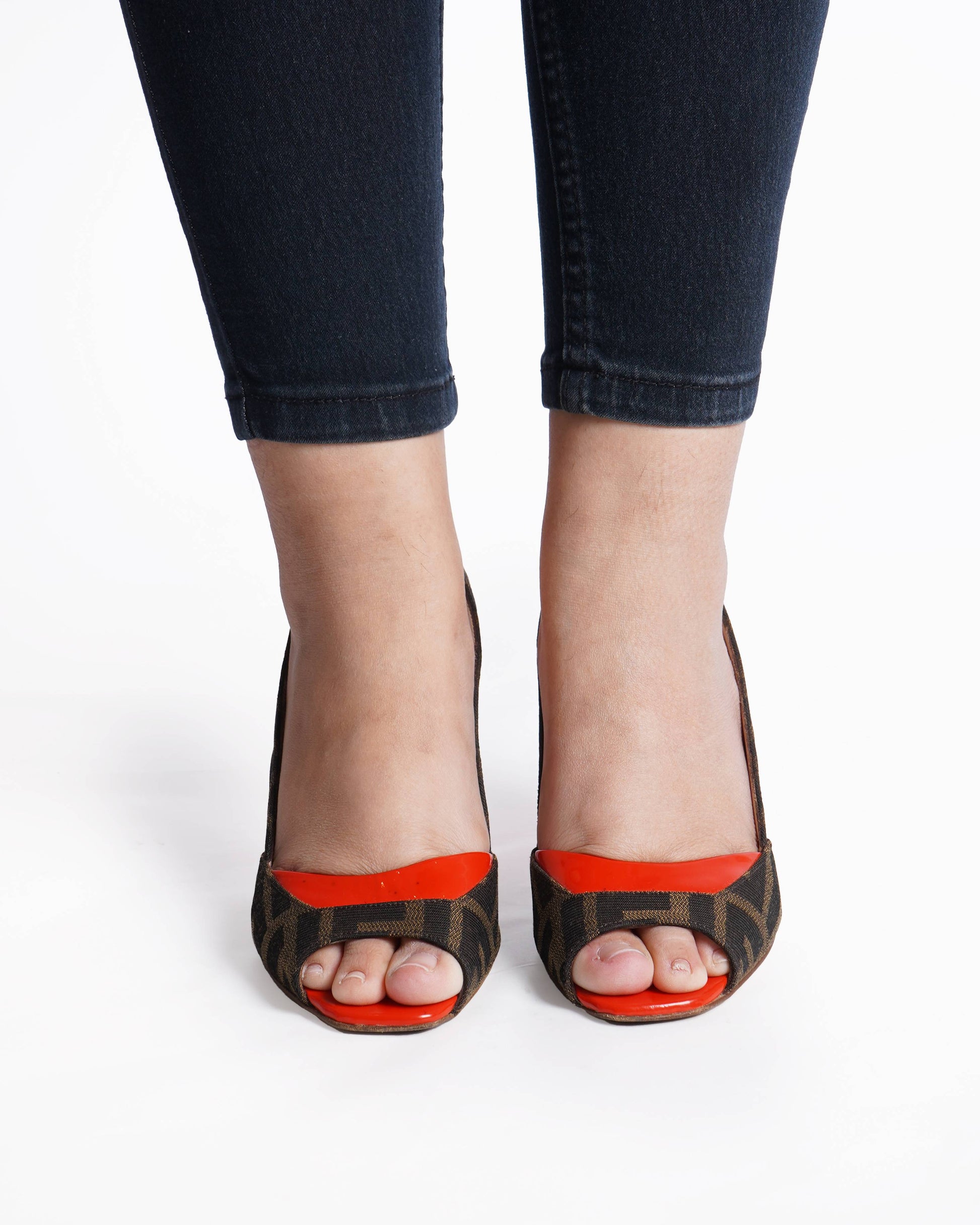 Fendi Sling Bag zucca slingback heels Red Shoes