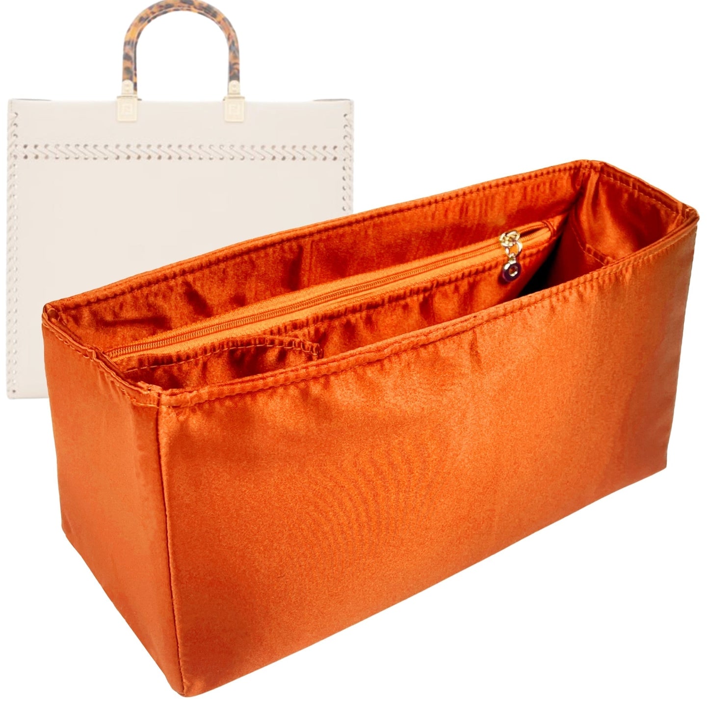 Fendi Bag Organizer for Sunshine , Bag Insert Silk, Mini Zip Mini Bag