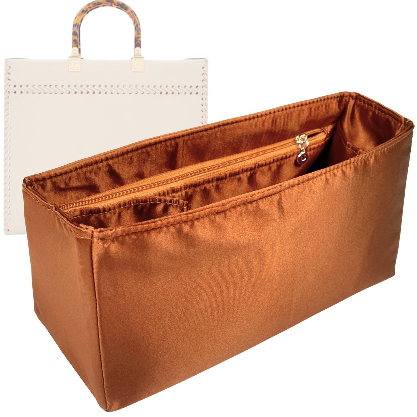 Fendi Handbag Organizer for Sunshine , Bag Insert Silk, Medium Zip