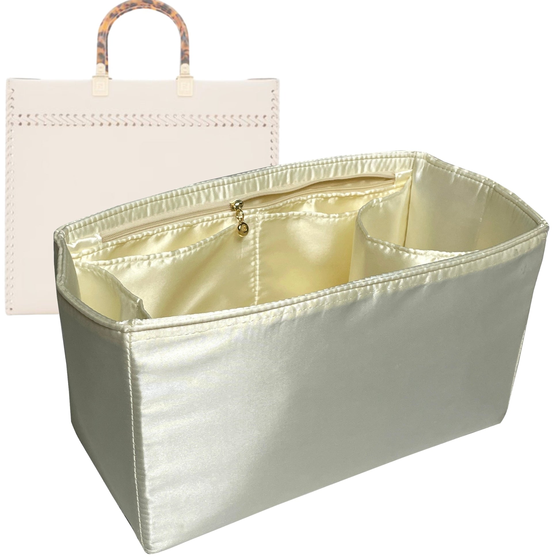 Fendi Handbag Organizer for Sunshine , Bag Insert Silk, Large Zip