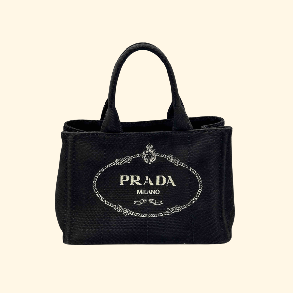 Prada Canapa Tote Bag Canvas Black