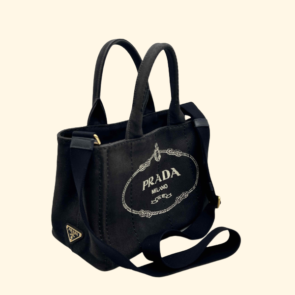 Prada Canapa Tote Bag Canvas Black