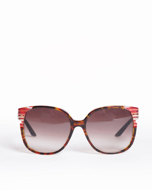 Dior Handbag Christian line Tortoise Oversized Striped Sunglasses Brown