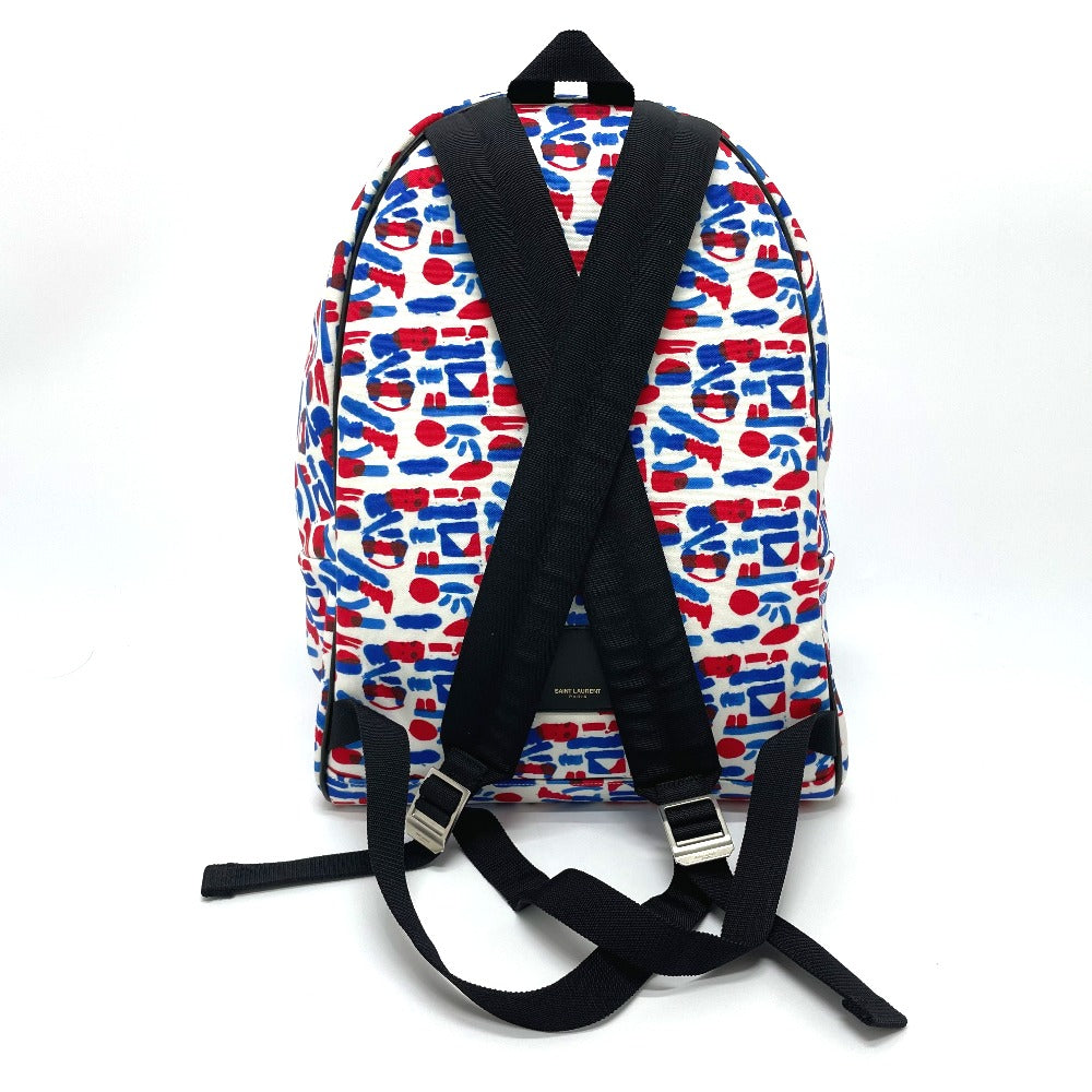 Saint Paris Backpack Red Blue Multi Total Leather Canvas