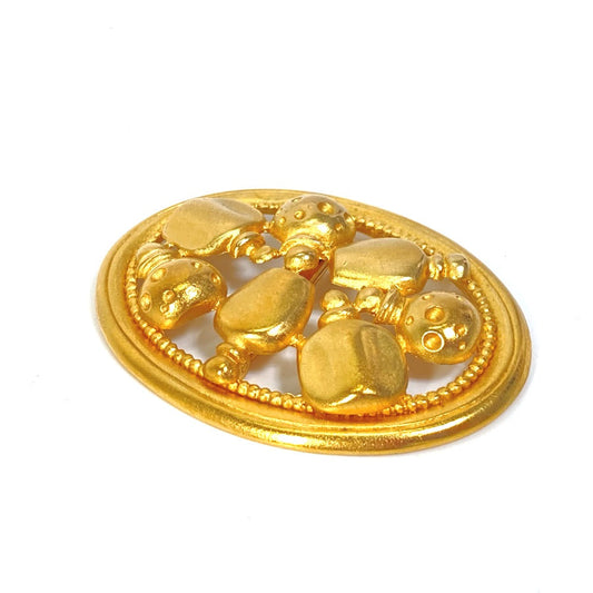 Dior Christian Brooch Plated Circle Round Perfume Bottle Gold Travel Bag