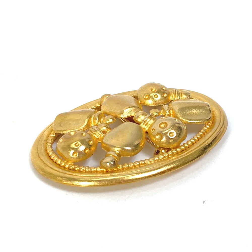 Dior Christian Brooch Plated Circle Round Perfume Bottle Gold Travel Bag