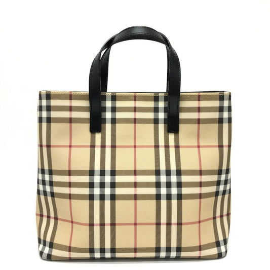 Burberry Pvc Check Women Handbag Leather Beige Travel Bag