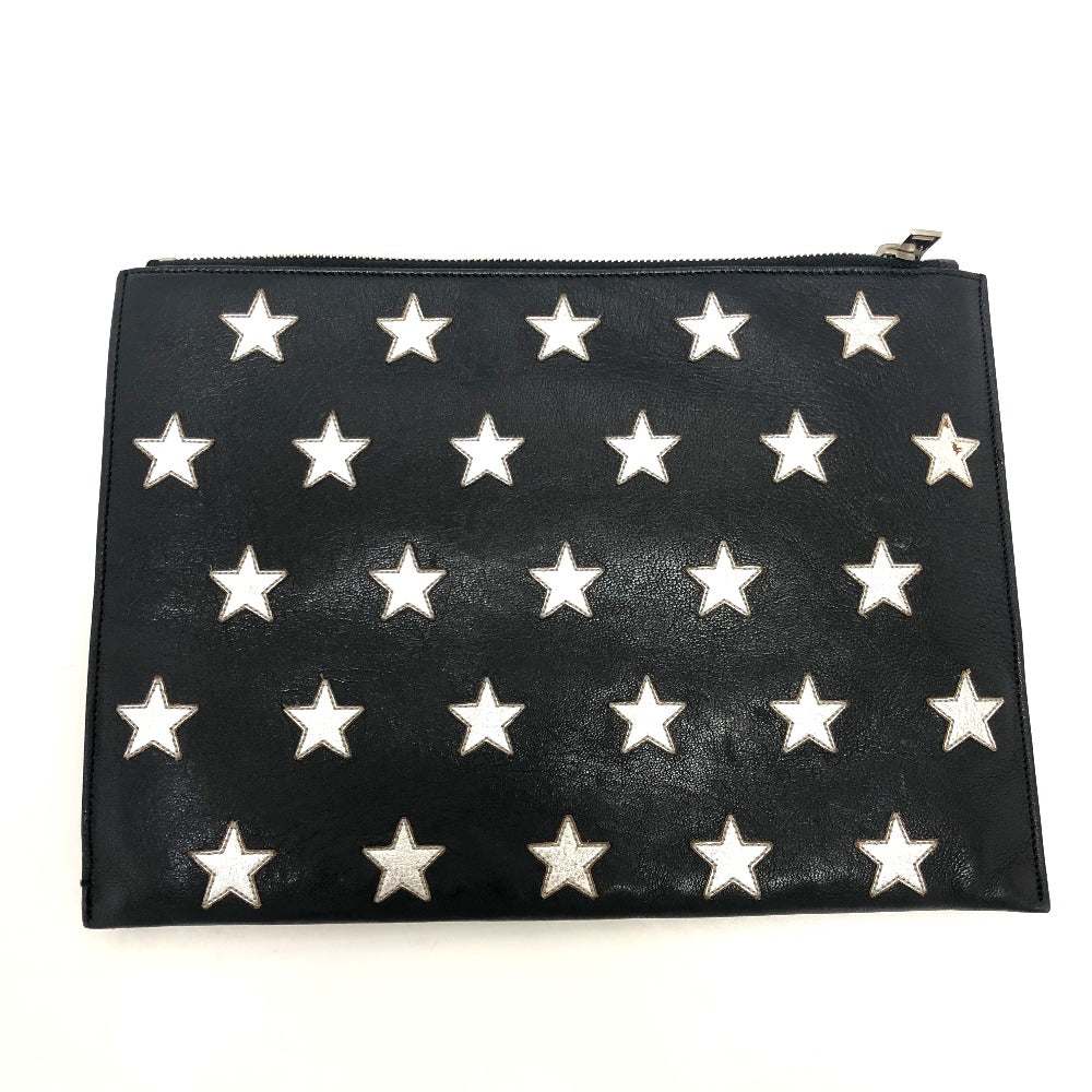 Saint Clutch Bag Star Patch Women Leather Black