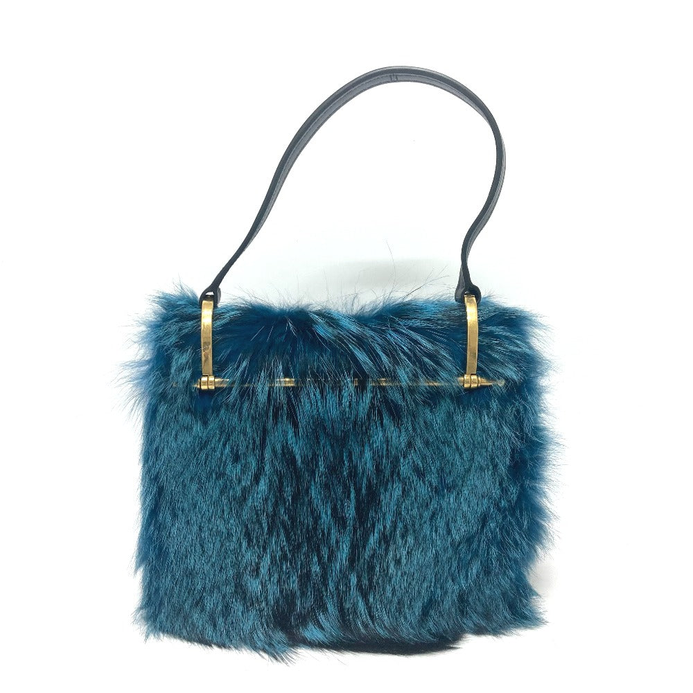 Shoulder Bag Fur, Fur Women Leather Blue