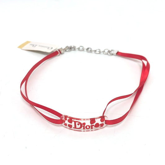 Dior Choker Plastic Clear X Heart Plate Women Red Logo Travel Bag