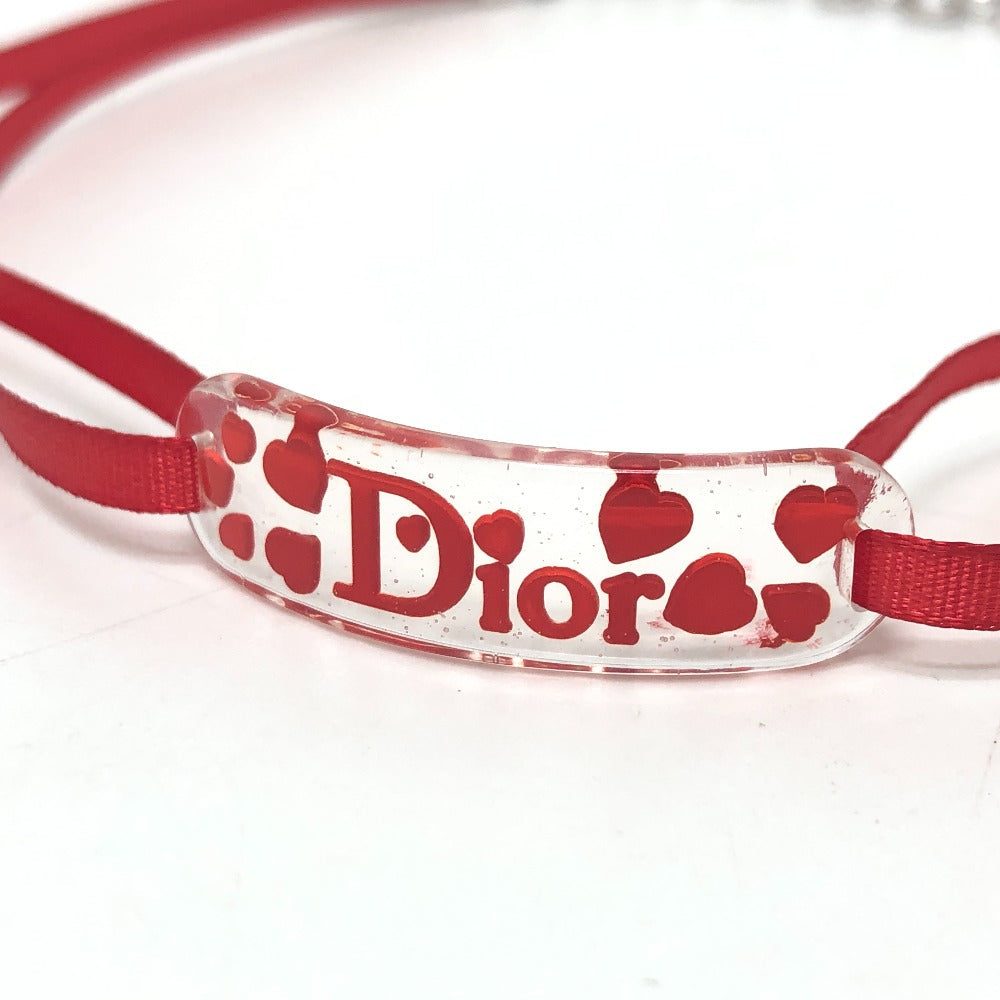 Dior Choker Plastic Clear X Heart Plate Women Red Logo Travel Bag