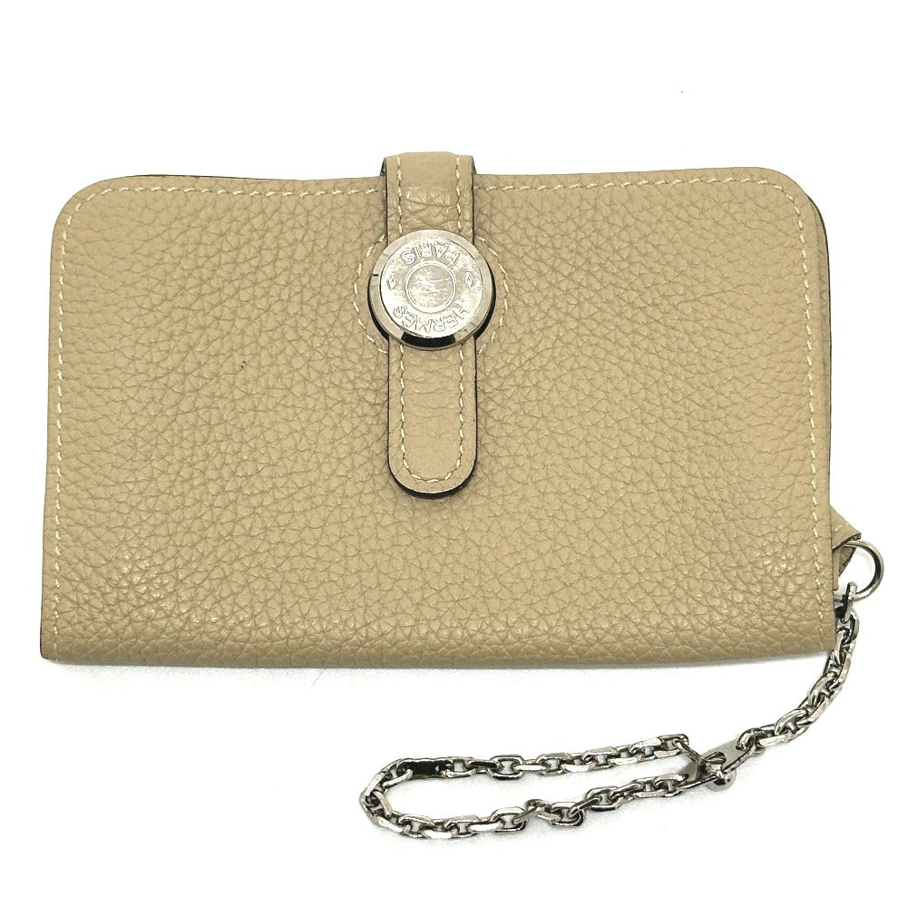 Coin Case Taurillon Clemence Dogon Women Handbag Beige Travel Bag