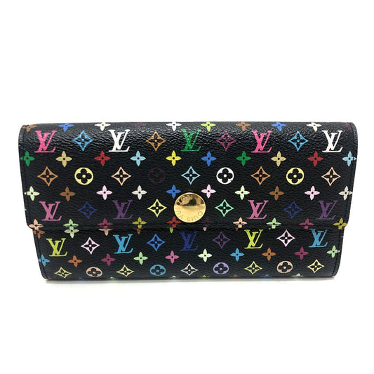 Louis Vuitton Long Purse M93747 Portefeuille Sarah Monogram Canvas Black Multicolor Wallet Case