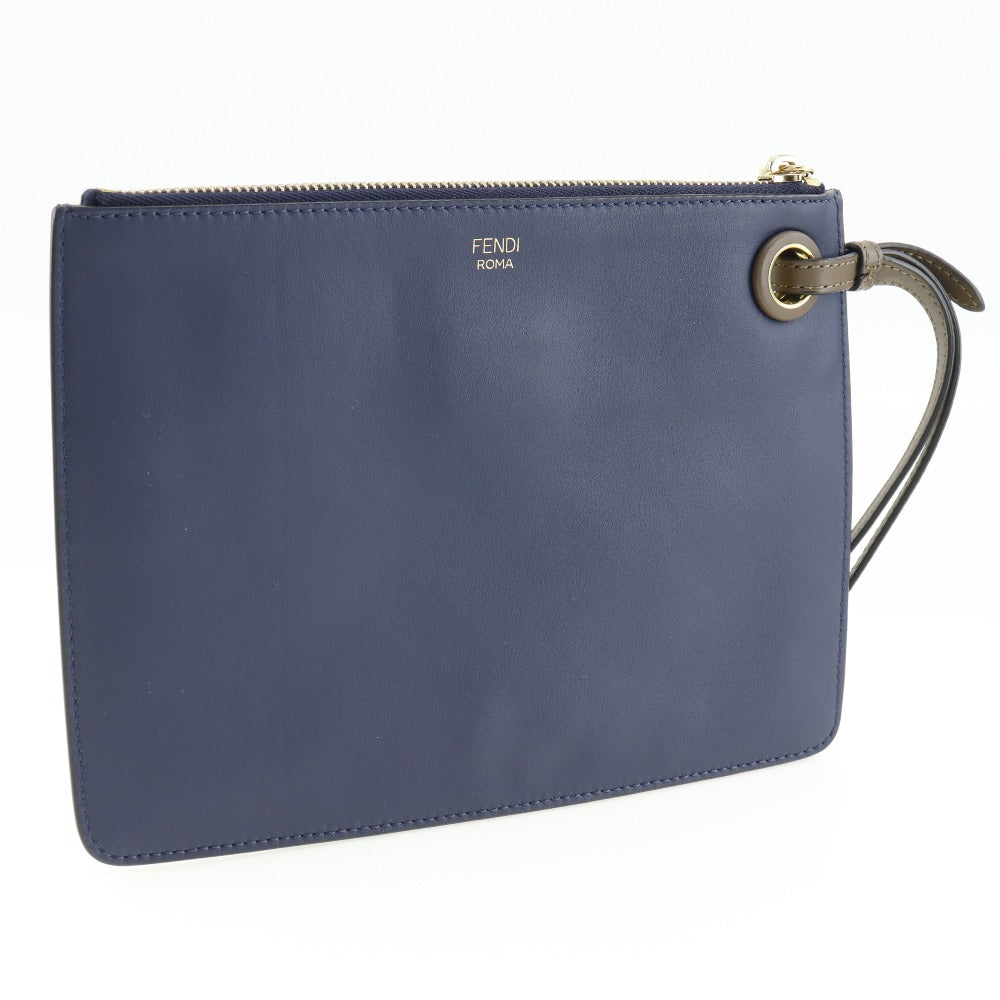 Fendi Clutch Bag 8Bs020 Fila Collaboration Mania Unisex Unisex Leather Blue