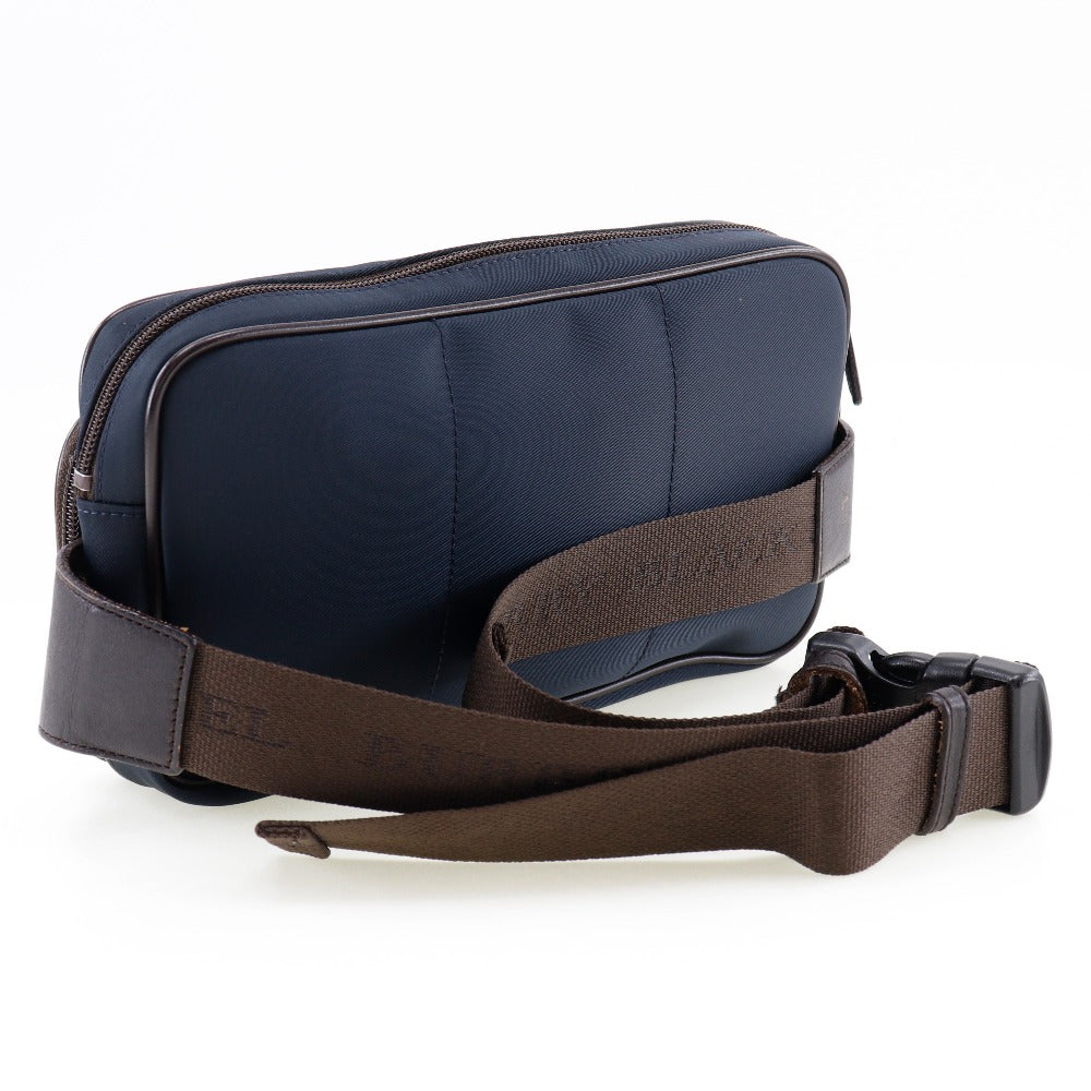 Burberry Label Waist Bag Mens Nylon Black Navy Travel Bag