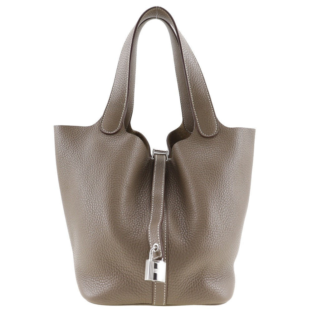 Taurillon Clemence Silvermetal Pico Lock Mm Women Tan Travel Bag