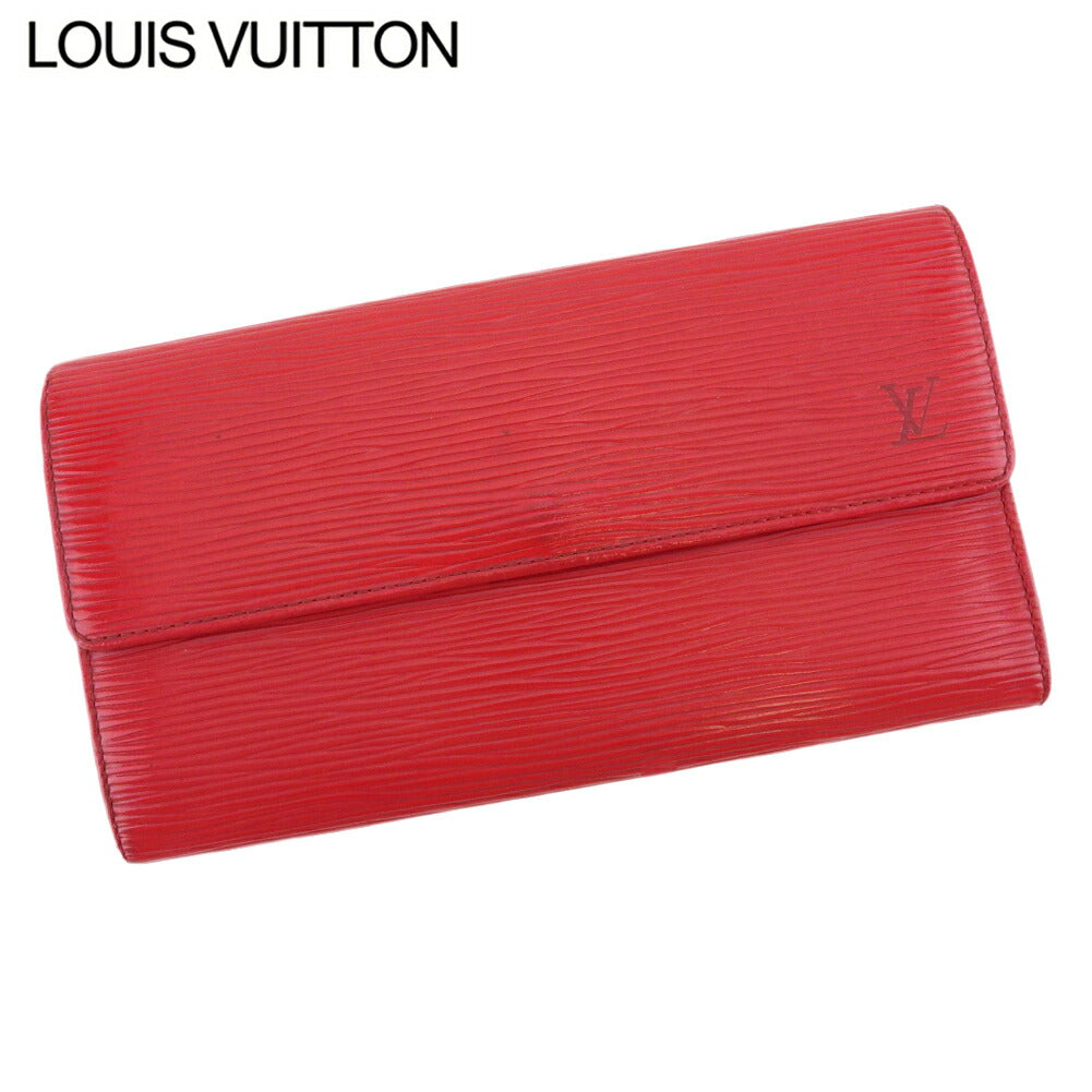 Louis Vuitton Long Purse M63577 Pochette Porto Red Gold Wallet Case