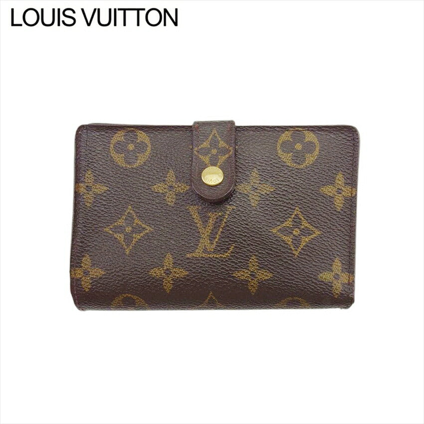 Louis Vuitton Bifold M61663 Portonevie Vienova Brown Beige Gold Wallet Case