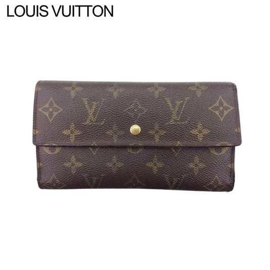 Louis Vuitton Long Purse M61215 Porte Tresor Brown Beige Gold Wallet Case