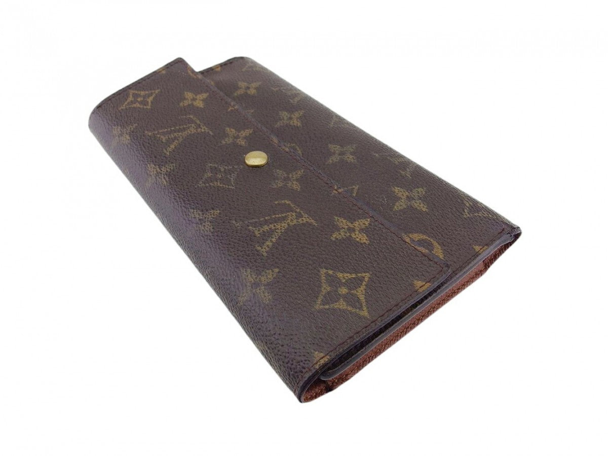 Louis Vuitton Long Purse M61215 Porte Tresor Brown Beige Gold Wallet Case