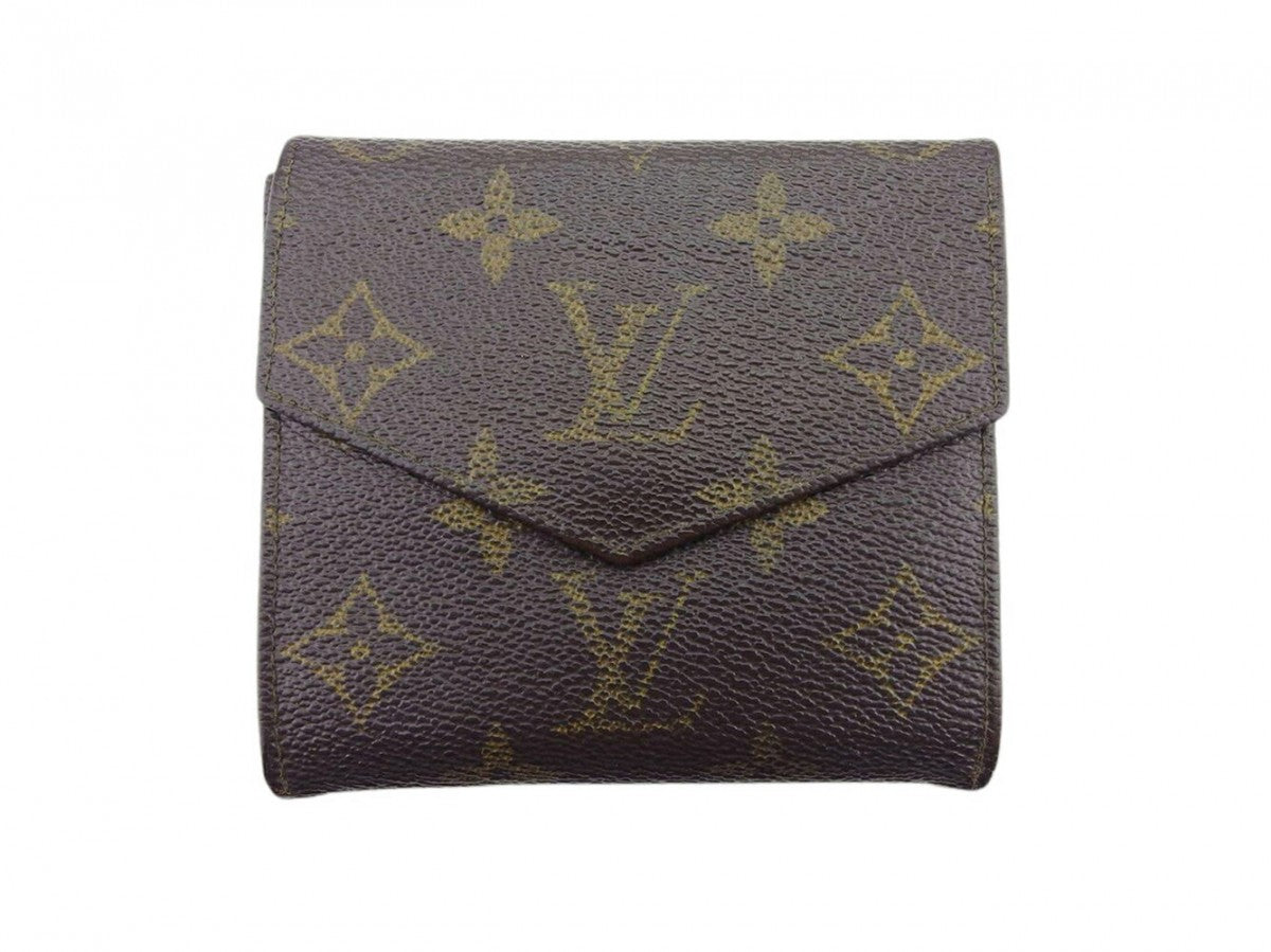 Louis Vuitton Bifold M61660 Portonebi old Brown Beige Gold Wallet Case